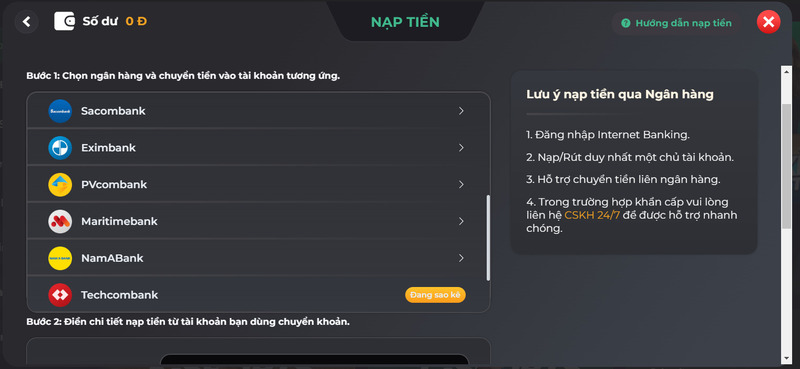 Người chơi cần chú ý các vấn đề khi nạp tiền
